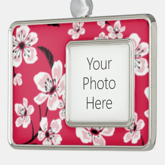 CHERRY BLOSSOM - SAKURA (RED) VERZILVERD OMLIJST ORNAMENT (Links)