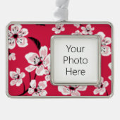 CHERRY BLOSSOM - SAKURA (RED) VERZILVERD OMLIJST ORNAMENT (Voorkant)