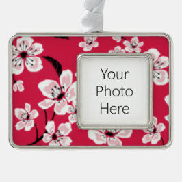 CHERRY BLOSSOM - SAKURA (RED) VERZILVERD OMLIJST ORNAMENT
