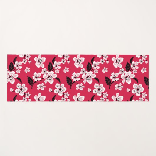 CHERRY BLOSSOM - SAKURA (RED) YOGAMAT (Voorkant (horizontaal))