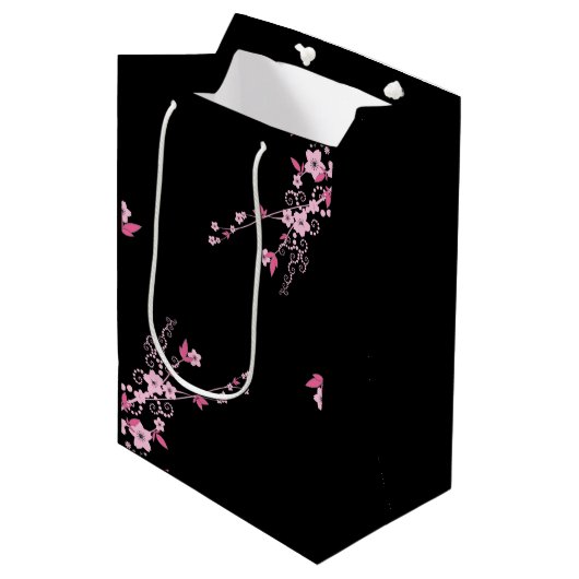 Cherry Blossom, Sakura, roze bloemen, Floral Medium Cadeauzakje (Voorkant Gekanteld)