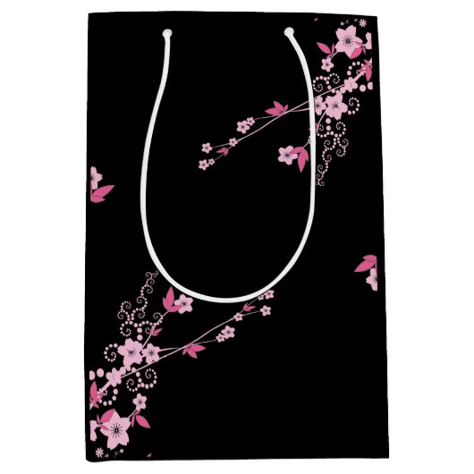 Cherry Blossom, Sakura, roze bloemen, Floral Medium Cadeauzakje (Voorkant)