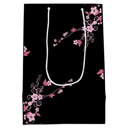 Cherry Blossom, Sakura, roze bloemen, Floral Medium Cadeauzakje (Achterkant)