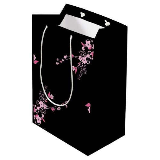 Cherry Blossom, Sakura, roze bloemen, Floral Medium Cadeauzakje (Achterkant Gekanteld)