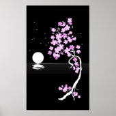 Cherry blossom (Sakura) 's nachts afdrukken Poster (Voorkant)