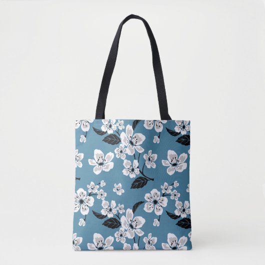 CHERRY BLOSSOM - SAKURA (SMOKY BLUE) TOTE BAG (Voorkant)