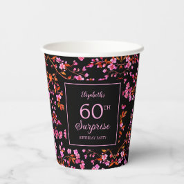 Cherry Blossom Sakura Surprise Zwart Verjaardag Papieren Bekers