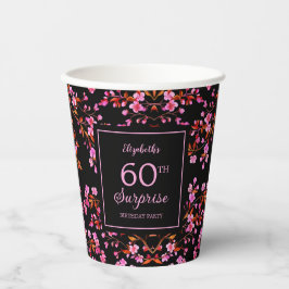 Cherry Blossom Sakura Surprise Zwart Verjaardag Papieren Bekers