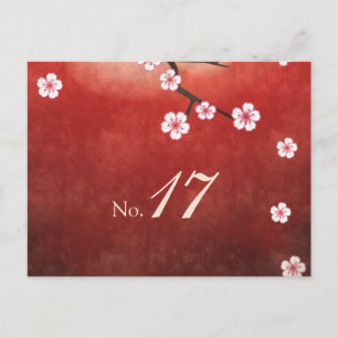 Cherry Blossom Sakura Table Number Card Briefkaart