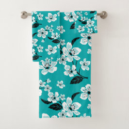 CHERRY BLOSSOM - SAKURA (TEAL) BAD HANDDOEK