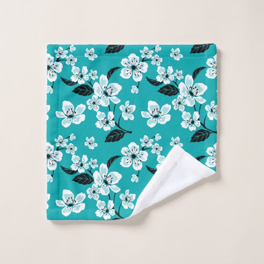 CHERRY BLOSSOM - SAKURA (TEAL) BAD HANDDOEK (Wasdoekje)