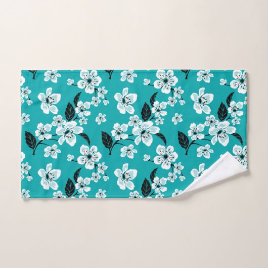 CHERRY BLOSSOM - SAKURA (TEAL) BAD HANDDOEK (Handdoek)