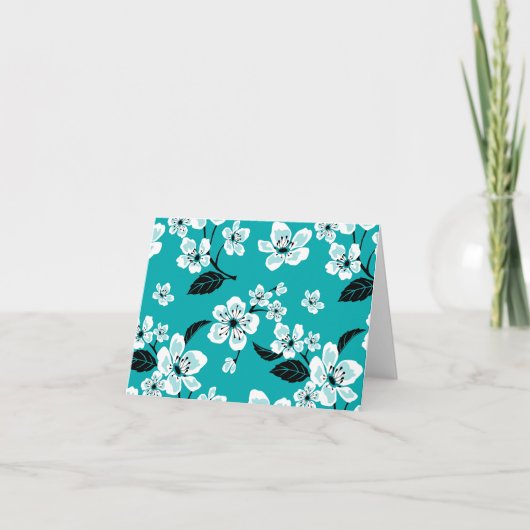 CHERRY BLOSSOM - SAKURA (TEAL) BEDANKKAART (Voorkant)