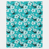 CHERRY BLOSSOM - SAKURA (TEAL) FLEECE DEKEN (Voorkant)
