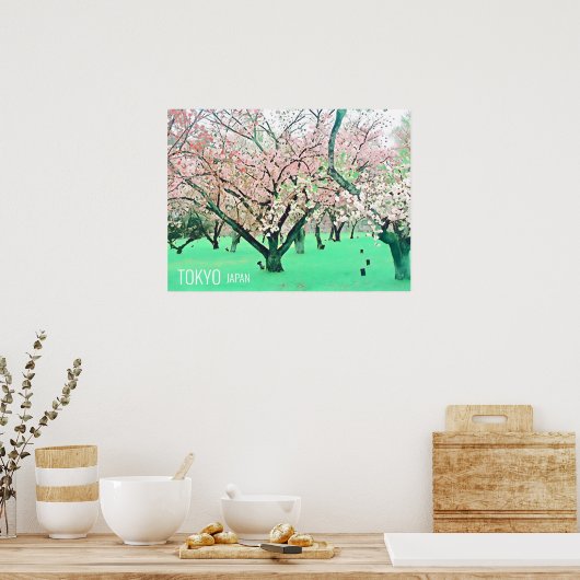 Cherry Blossom Sakura Tokyo Japan reisdruk Poster (Keuken)