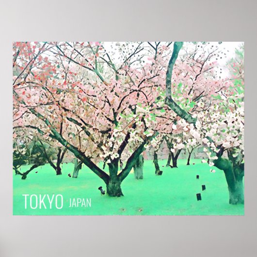 Cherry Blossom Sakura Tokyo Japan reisdruk Poster (Voorkant)