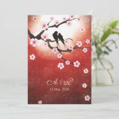 Cherry Blossom Sakura Tortelduifjes Wedding Invite Kaart (Staand voorkant)