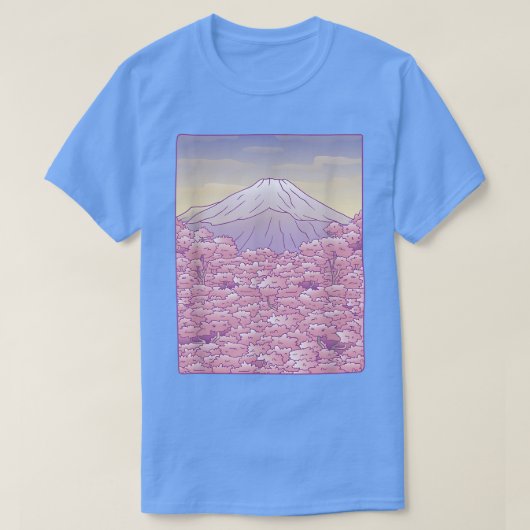 Cherry Blossom Sakura Tree Mt Fuji Japan T-Shirt (Design voorkant)