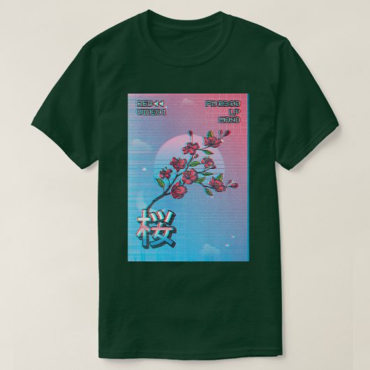 Cherry Blossom Sakura Tree Retro T-shirt (Design voorkant)