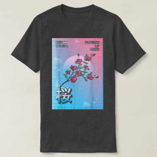 Cherry Blossom Sakura Tree Retro T-shirt (Design voorkant)