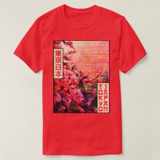 Cherry Blossom Sakura Tree Tokyo Japan Vaporwave A T-shirt (Design voorkant)