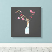 Cherry Blossom sakura waterverf art Canvas Afdruk (Insitu (Houten vloer))