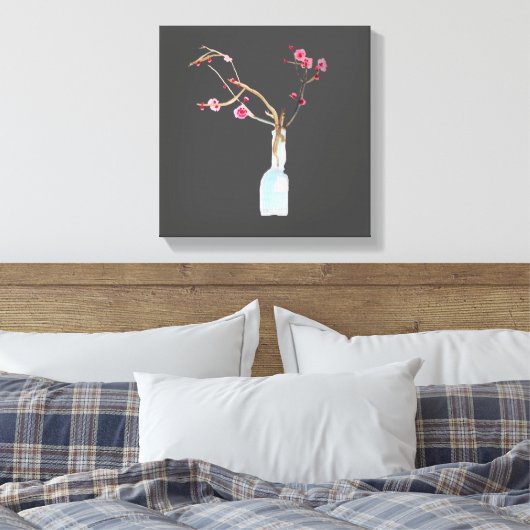 Cherry Blossom sakura waterverf art Canvas Afdruk (Insitu (Slaapkamer))