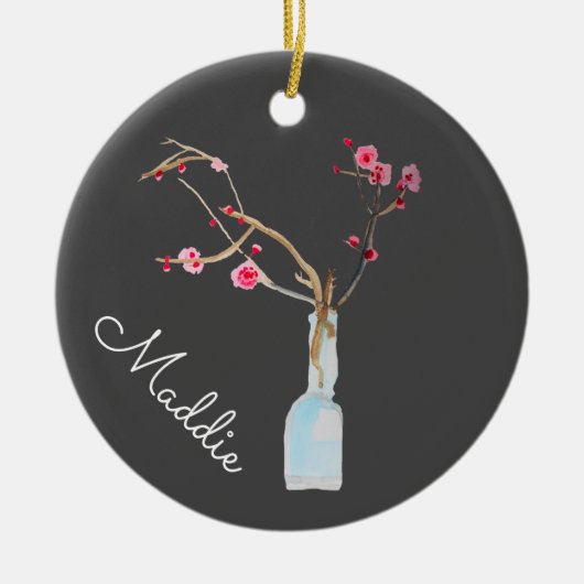 Cherry Blossom sakura waterverf art Keramisch Ornament (Voorkant)