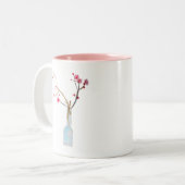 Cherry Blossom sakura waterverf art Tweekleurige Koffiemok (Voorkant links)