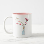Cherry Blossom sakura waterverf art Tweekleurige Koffiemok (Links)