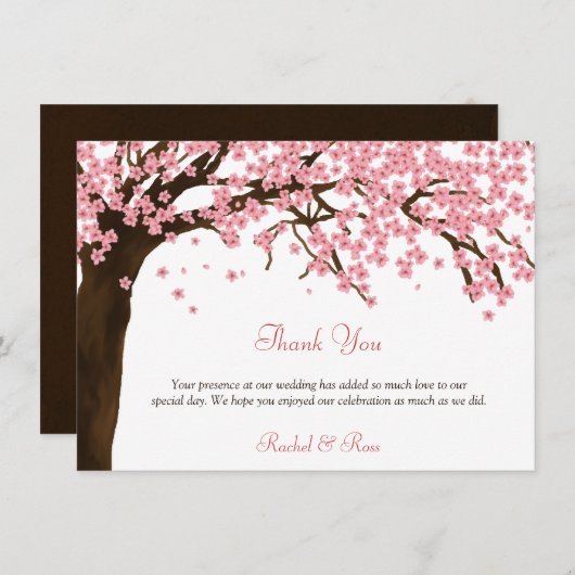 Cherry Blossom / Sakura Waterverf Dank u Bedankkaart (Voorkant / Achterkant)