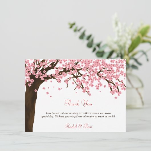 Cherry Blossom / Sakura Waterverf Dank u Bedankkaart (Staand voorkant)