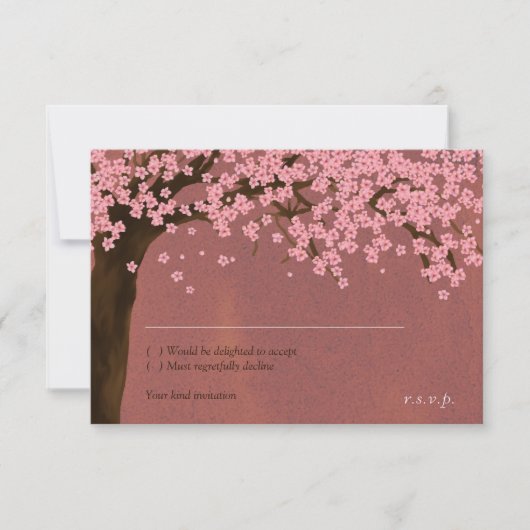 Cherry Blossom / Sakura Waterverf (Dusk) RSVP Kaart (Voorkant)