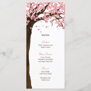 Cherry Blossom / Sakura Waterverf Menu Kaart