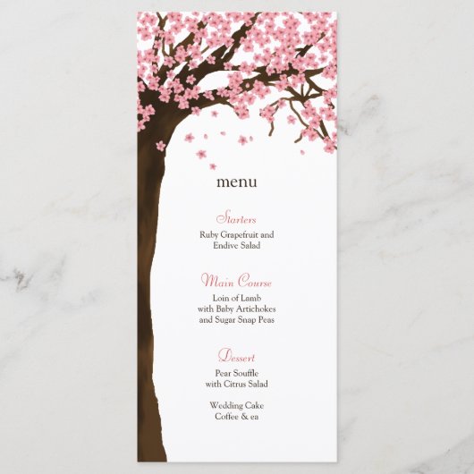 Cherry Blossom / Sakura Waterverf Menu Kaart (Voorkant)