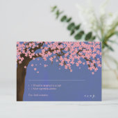 Cherry Blossom / Sakura Waterverf (nacht) RSVP Kaart (Staand voorkant)