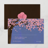 Cherry Blossom / Sakura Waterverf (nacht) RSVP Kaart (Voorkant / Achterkant)