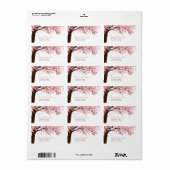 Cherry Blossom / Sakura Waterverf Trouwadres Etiket (Full Sheet)