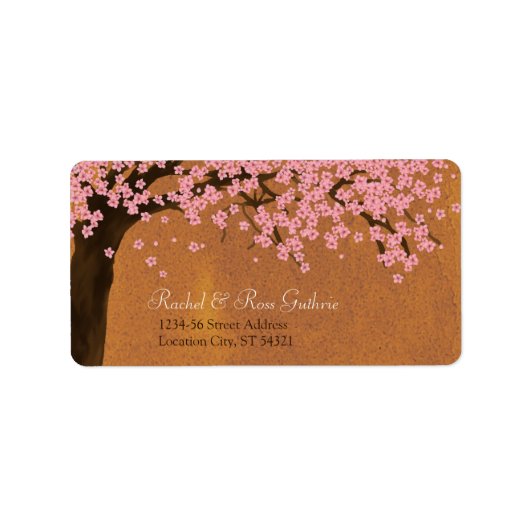 Cherry Blossom Sakura Waterverf (zonsondergang) Ad Etiket (Voorkant)