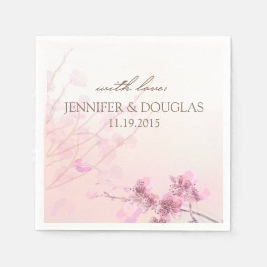 Cherry Blossom/Sakura Wedding Cocktail Servet (Voorkant)
