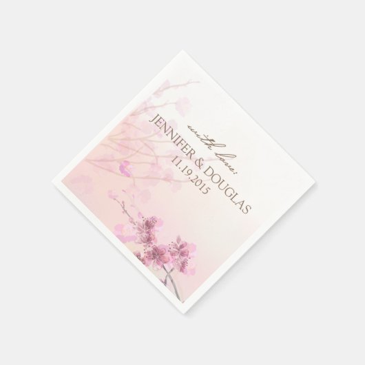 Cherry Blossom/Sakura Wedding Cocktail Servet (Hoek)