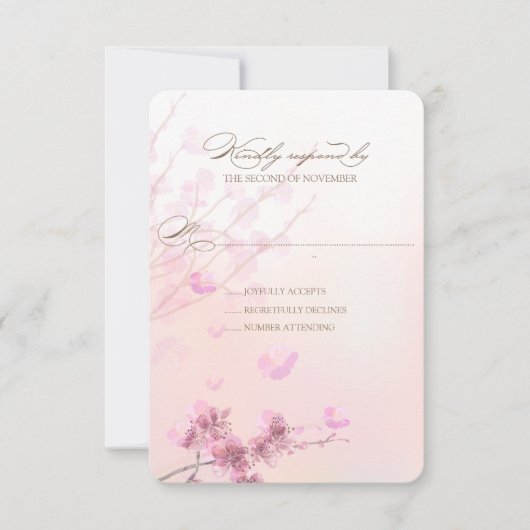 Cherry Blossom/Sakura Wedding RSVP Kaarten Kaartje (Voorkant)