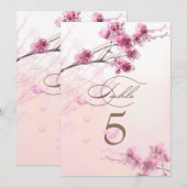 Cherry Blossom/Sakura Wedding Table Kaarten (Voorkant / Achterkant)