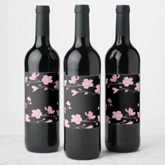 Cherry Blossom – Sakura Wine Bottle Label Wijn Etiket