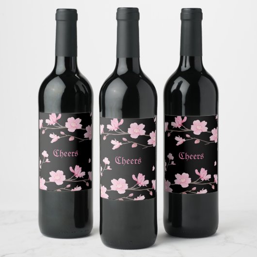 Cherry Blossom - Sakura Wine Bottle Label Wijn Etiket (Flessen)