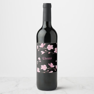 Cherry Blossom - Sakura Wine Bottle Label Wijn Etiket