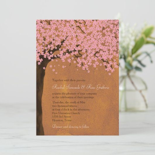 Cherry Blossom Sakura (zonsondergang) Waterverf br Kaart (Staand voorkant)