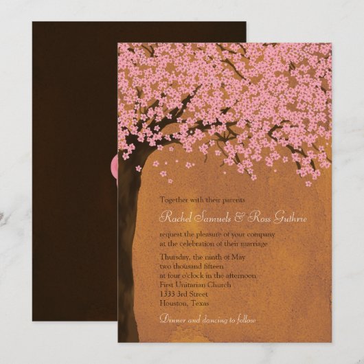 Cherry Blossom Sakura (zonsondergang) Waterverf br Kaart (Voorkant / Achterkant)