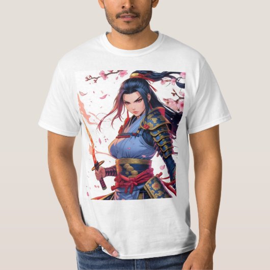 Cherry Blossom Samurai Katana Warrior Anime 🌸⚔️ T-shirt (Voorkant)
