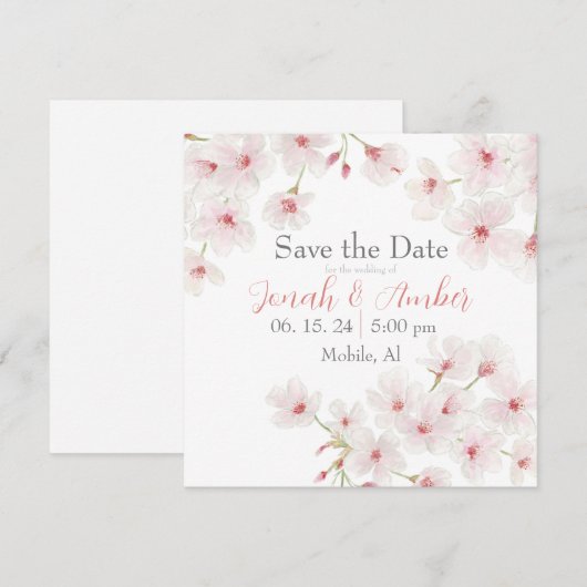 Cherry Blossom Save The Date (Voorkant / Achterkant)